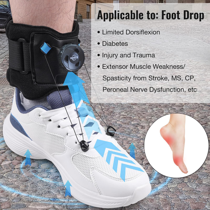 AFO Foot Drop Brace for Walking with Shoes, Upgraded Dial & Thicker Replaceable Wire for Adjustable Dorsiflexion, Ankle Support for Men & Women