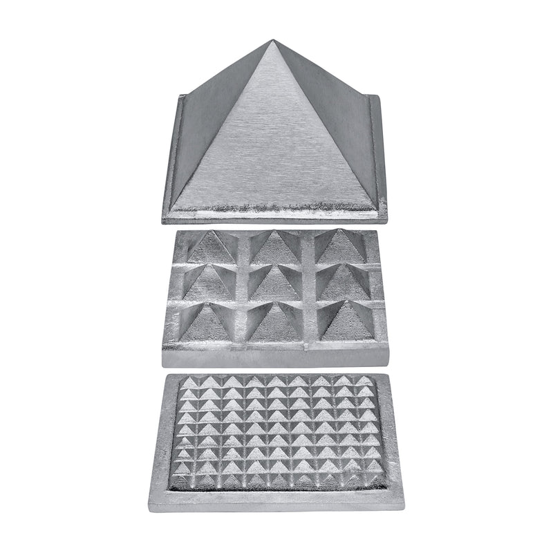Metal Vastu Zinc 3 Layer Pyramid | Pure Zinc Vastu Remedy | 3-Inch | Pyramid for Positive Energy, Health & Wealth | Vastu Dosh Remedies for Home & Office | Pack of 1 Antique