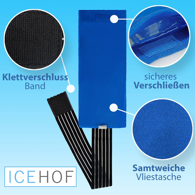 [Australia] - ICEHOF cooling pads (3x) with fleece cover - including Velcro strap - cuddly soft, long cooling time, cooling pack gel cold pack cooling gel cooling compress cooling pad cooling compresses cooling bag ice pack cold compress blue 