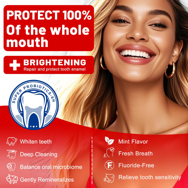 [Australia] - Woadee SP-6 Hydroxyapatite Toothpaste, SP-6 Probiotic Whitening Toothpaste,6 Probiotics+Hydroxyapatite Formula for Teeth Whitening, Strengthening and Enamel Protection，Mint Flavor, Fresh Breath(4) 4 
