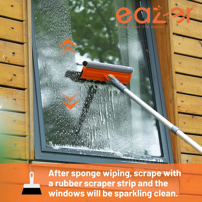 [Australia] - eazer 46'' Professional Window Cleaner Tool, 2-in-1 Rotatable Squeegee for Window Cleaning Kit, Window Washing Equipment Kit with Threaded Extension Pole(20''-46'') for Shower/windshield. Ea1626-ps3 