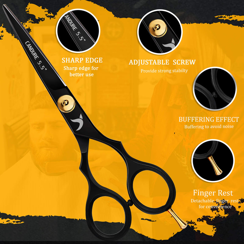 [Australia] - Candure Hairdressing Scissors Professional Hair Cutting Scissors Sharp Premium Perfect Haircut Hairdressing Scissors Stainless Steel Hair Scissors for Men, Women, Children and Adults 5.5 Inches 