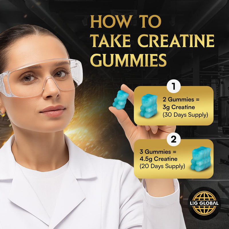 Premium Creatine Gummies – 4500 MG Creatine Monohydrate Per Serving – Lab Verified for Purity – Supports Strength, Recovery & Brain Function, Zero Sugar – 60 Gummies