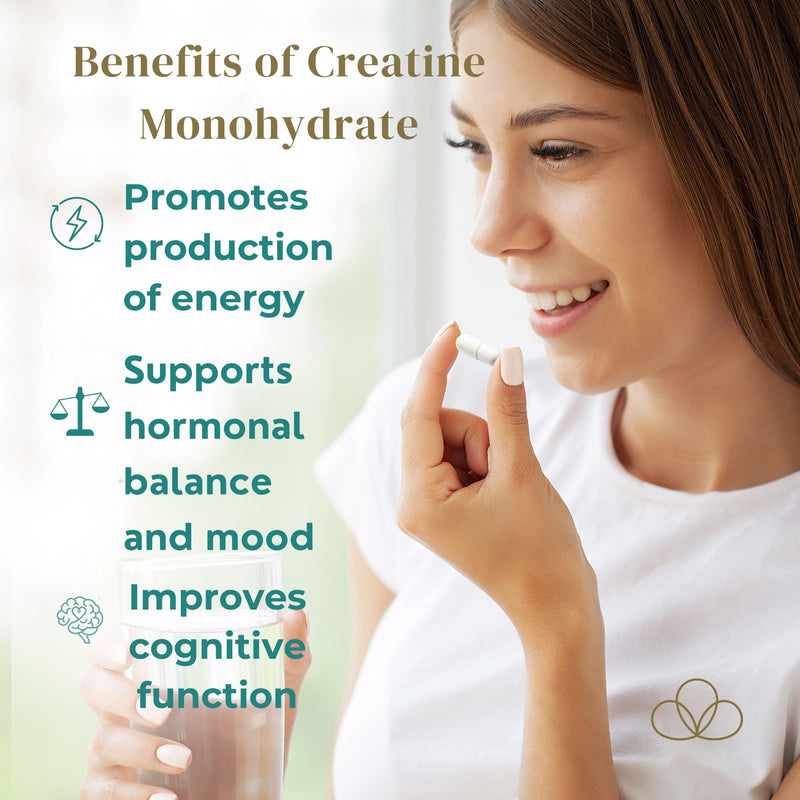 Premium UK Made Creatine Monohydrate Capsules for Women – 45 Day Supply – Daily Support for Energy, Mental Clarity & an Active Lifestyle – High Strength, Clean, Unflavoured Supplement 180 count (Pack of 1)