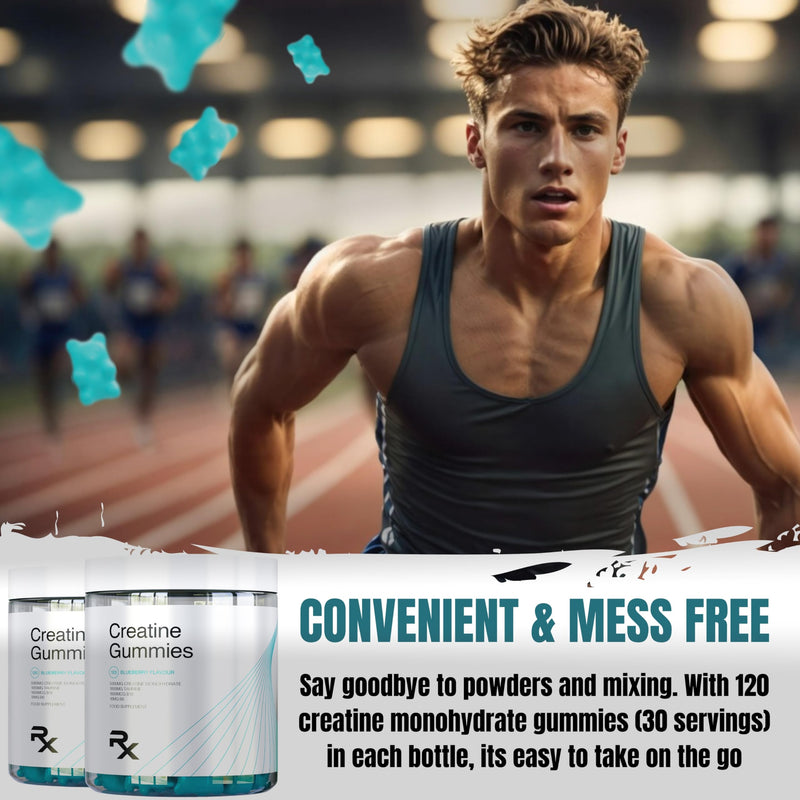Creatine Gummies 5000mg – Chewable Creatine Supplement 1 Month Supply for Men and Women. Plus B12, B6 & Taurine. 120 Sugar Free & Vegan Creatine Monohydrate Gummies Blueberry Flavour 60 count (Pack of 1)