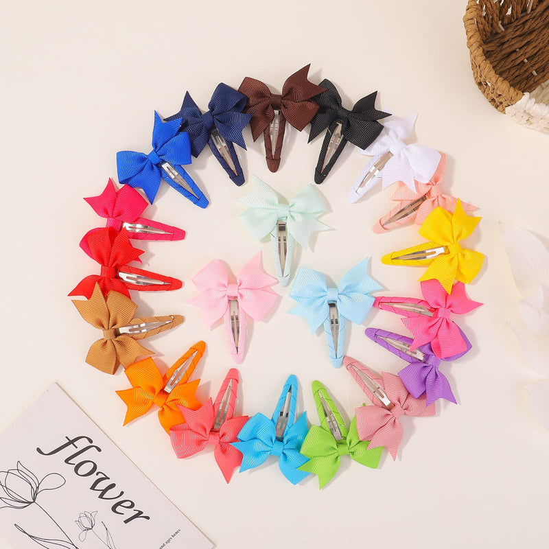 40PCS Snap Baby Hair Bows Clips for Girls Grosgrain Ribbon Fully Wapped 2 Inch Infant Hair Barrettes Accessories for Baby Girls Newborns Toddler A-40PCS