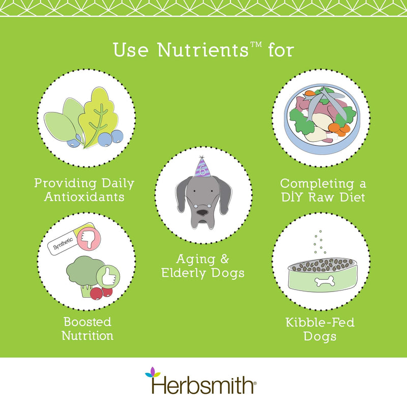 Herbsmith Nutrients Superfood Dog Multivitamin Featuring Vitamins & Minerals from Whole Foods Boost Kibble or DIY Raw with Antioxidants for Puppies to Seniors - 6.5 oz - PawsPlanet Australia