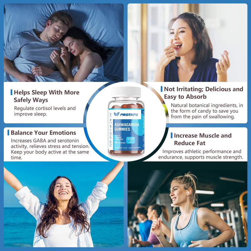 [Australia] - 2 Pack Ashwagandha Gummies & Vitamin D3 Gummies Organic Aswangdha Supplement for Improve Sleep, Stress Relief & Mood Calm (Non-GMO, Gluten-Free & Sugar Free) 60 Count (Pack of 2) 