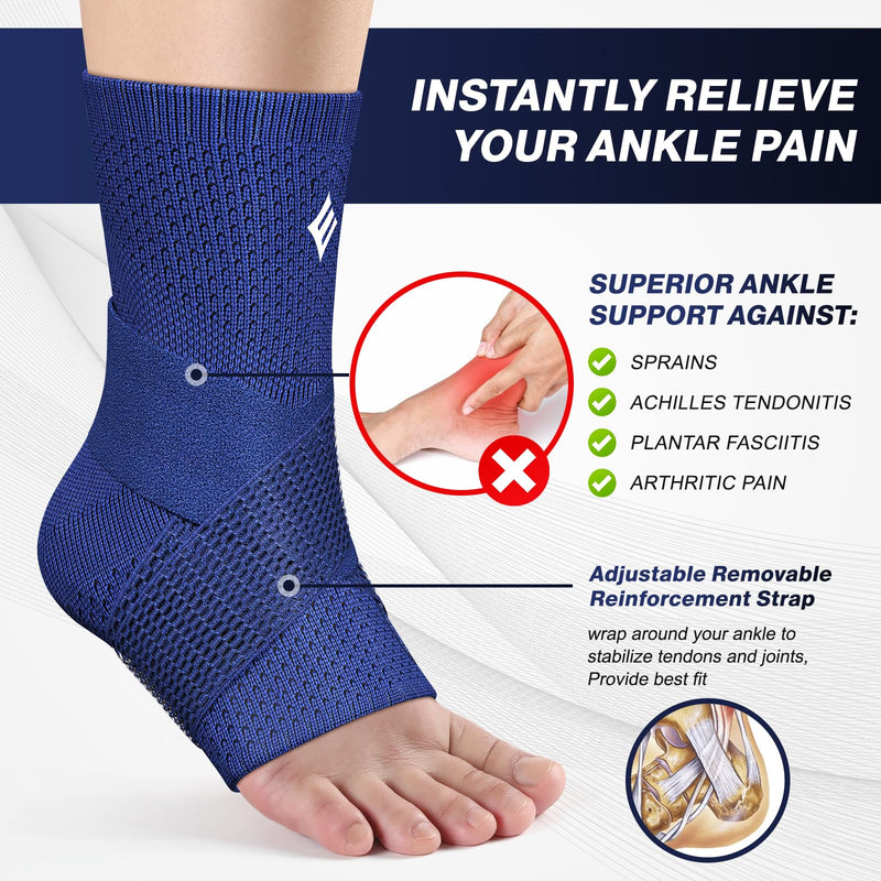 [Australia] - NEENCA Ankle Brace for Sprained Ankle with Removable Strap, Compression Sleeve for Plantar Fasciitis Relief Achilles Tendonitis, Ankle Support Brace, Ankle Stabilizer Wrap for Pain Relief, Women & Men Large Right 