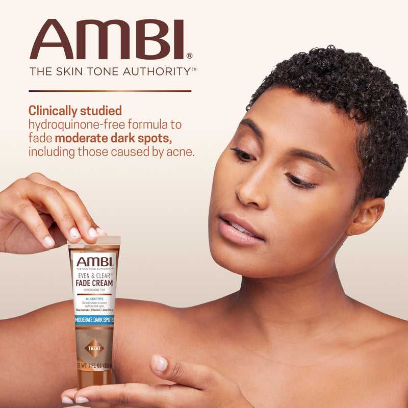 Ambi Even & Clear Fade Cream, Hydroquinone-free, Hyperpigmentation Treatment, Dark Spot Corrector, Results In As Little As 4 Weeks, Niacinamide, Aloe Vera, Vitamin C, 1 Fl Oz 1 Fl Oz (Pack of 1)