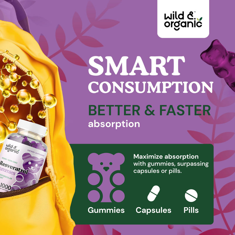 [Australia] - Resveratrol Gummies - Trans Resveratrol 1000mg Organic - Vegan Trans Resveratrol Supplement for Immune Support - Brain Health Support w/Resveratrol Organic - 60 Non-GMO Antioxidant Gummies 