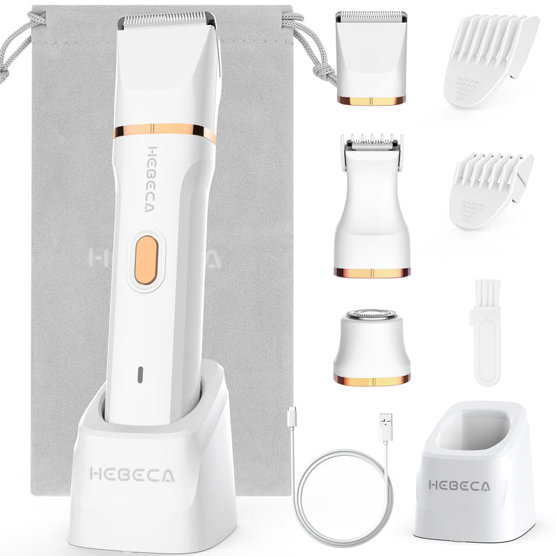 Bikini Trimmer for Women, 3in1 Electric Razor for Women with Facial Trimmers & Intimate Shaver for Sensitive Skin, Waterproof Wet & Dry Use Rechargeable Pubic Hair Trimmer Removal