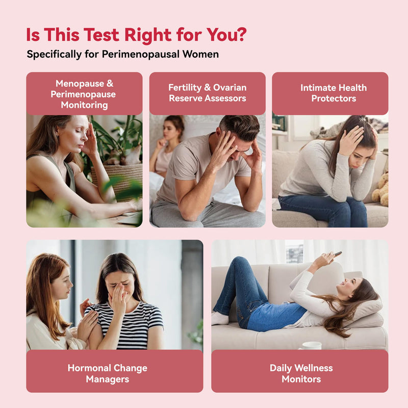 AssuTest Fertility Test for Women - 5 Tests Menopause Test Kit At Home, FSH Test for Perimenopause & Ovarian Reserve, Fast & Reliable Results