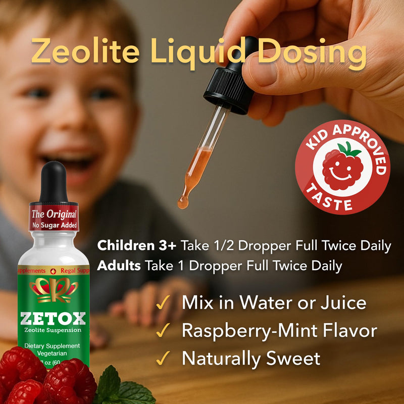ZETOX | Zeolite Detox for Kids and Adults | Enhanced with Methyl Vitamin B12 and D3 | Premium Grade Liquid Clinoptilolite Zeolite Drops | Supports Gentle Daily Detox, Energy, and Focus (60 Servings) 2 Fl Oz (Pack of 1)
