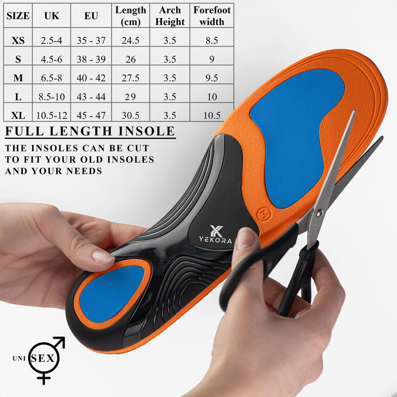 [Australia] - YEKORA Ortho Plus orthopedic insoles shoe insoles flat feet flat feet plantar fasciitis heel spur hollow foot kink foot men women (XS: 35-37 EU) XS: 35-37 EU 