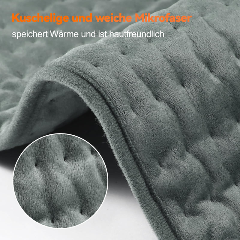 [Australia] - OneAmg heating pad with automatic switch-off, electric heat pad with 4-hour timer and 6 heat settings, heating pad with digital remote control, machine washable, heating pad back 30x60 cm gray 