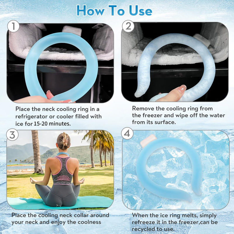 [Australia] - Neck Cooling Tube,Neck Cooling Wraps,Reusable Ice Neck Ring Wearable body Cooling Products for Summer Heat (Blue) Blue 