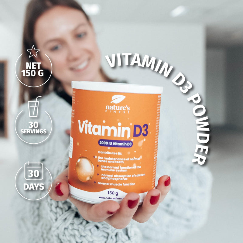 Nature's Finest by Nutrisslim Vitamin D3 Powder 2000 IU, 150 g - 30 Servings - High-Dose Vitamin D for Immune Support, Bone & Muscle Health - Optimal Absorption, Sugar-Free, Lemon Flavor 150 g (Pack of 1)