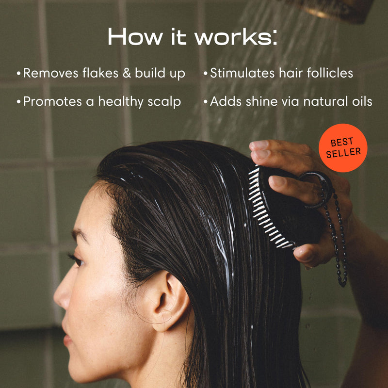 Jupiter Scalp Exfoliator - Scalp Massager Tool for Wet & Dry Hair - Ergonomic Detangler Brush - Dandruff Comb & Scrub to Remove Dandruff & Buildup and Support Circulation - Black/White Black/White 1 Pack