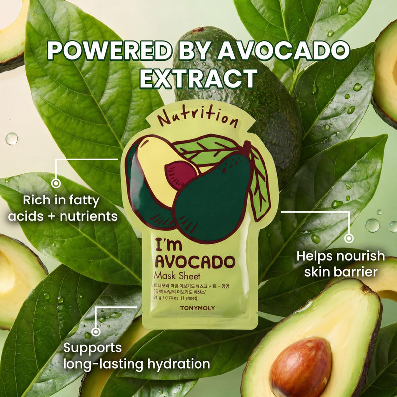 TONYMOLY I’m Pearl Luminating Sheet Mask Avocado, 10 Pack