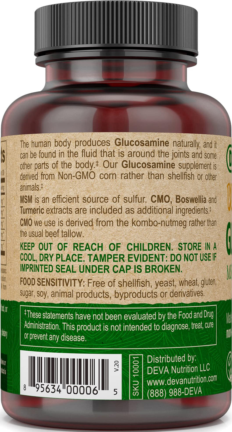 [Australia] - DEVA Vegan Glucosamine MSM & CMO, CMO, Turmeric Extract, Boswellia Extract with Non Animal Ingredients, 90 Tablets 90 Count (Pack of 1) 