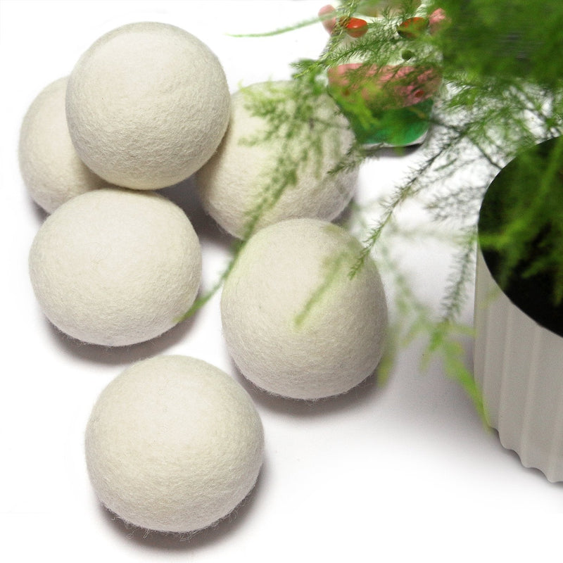 [Australia] - 6 Pack All Natural Organic Wool Dryer Balls XL Size - Reusable Chemical Free Natural Fabric Softener, Anti Static, Reduces Clothing Wrinkles and Saves Drying Time 6 