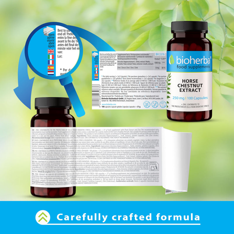 Horse Chestnut Extract 250 mg – 300 Capsules | Traditional Herbal Supplement for Vein Health and Daily Circulation Support 300 pcs