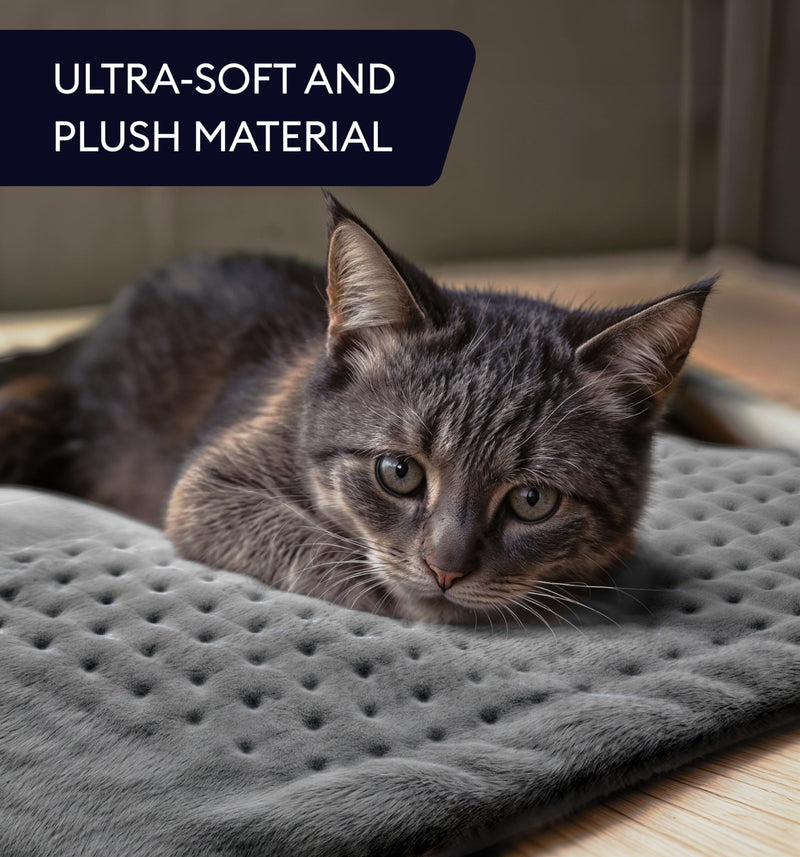[Australia] - GENIANI King Size Heating Pad for Back Pain & Cramps Relief, FSA HSA Eligible, Auto Shut Off, Machine Washable, Moist Heat Pad for Neck & Shoulder, Knee, Leg, Heat Patches, Tabby Gray 12'‘×24’’ XL 12"x24" 