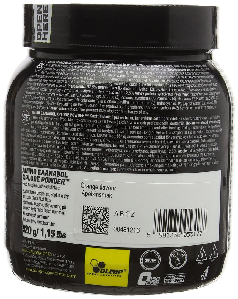 Olimp Labs Amino EAAnabol Xplode Powder, Orange Flavour, 520 g