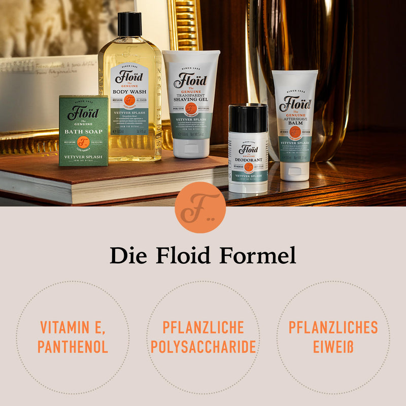[Australia] - Floïd Vetyver Splash shaving gel (150 ml), shaving gel with glycerin to protect and hydrate the skin, transparent gel for a smooth shave with an invigorating pine scent 150 g (pack of 1) 