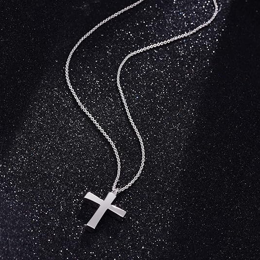 [Australia] - zeqingjw Cross Urn Necklaces Cremation Jewelry for Ashes Pendants Stainless Steel Memorial Keepsake Ash Jewelry Silver 
