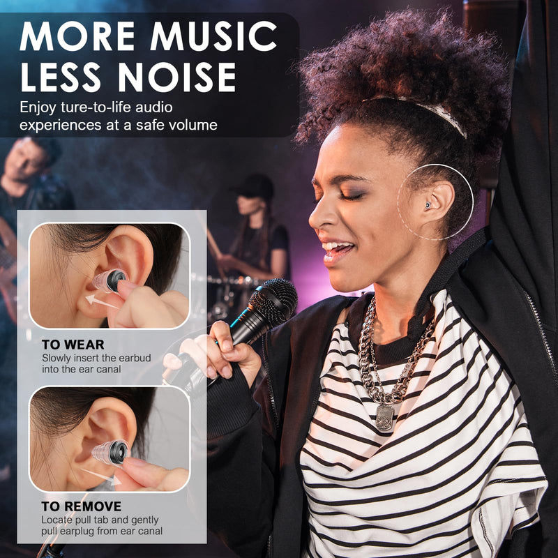 [Australia] - High Fidelity Concert Ear Plugs, Reusable Musicians Earplugs, 24dB Noise Reduction Music Ear Plugs for Concerts, Musicians, Festival, DJ's, Nightclub, Drummers, Party (2 Pairs) Black 