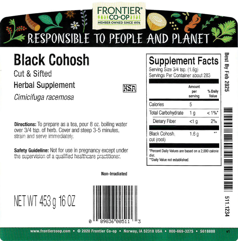 [Australia] - Frontier Co-op Cut & Sifted Wildcrafted Black Cohosh Root 1lb 