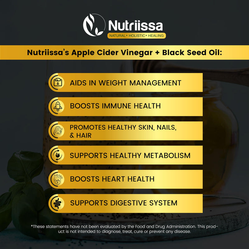 [Australia] - Organic Apple Cider Vinegar Gummies w/ Black Seed Oil & Raw Manuka Honey – Cold-Pressed Cumin Nigella Sativa – 2%+ THYMOQUINONE - ACV Gummies – Anti-oxidant - 1125mg 