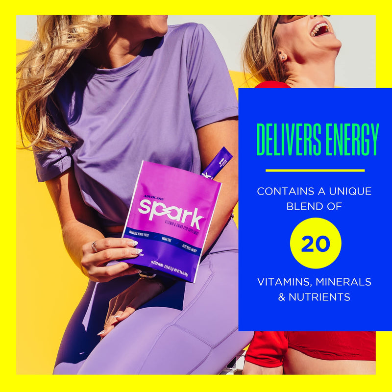 AdvoCare Spark - Energy Drink Mix - Vitamin & Amino Acid Supplement - Supports Energy & Focus - Portable Immune Support - Sugar-Free - Grape, 14 Stick Packs (3.5 oz) (Pack of 2)