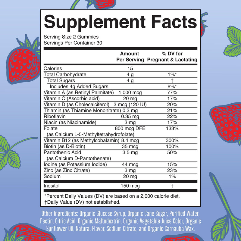 MARYRUTH'S Organics Prenatal Postnatal Multivitamin Gummies (Strawberry) & Women's | USDA Organic | Vitamins for Breastfeeding, Beauty, & Immunity | Vegan, No Gelatin