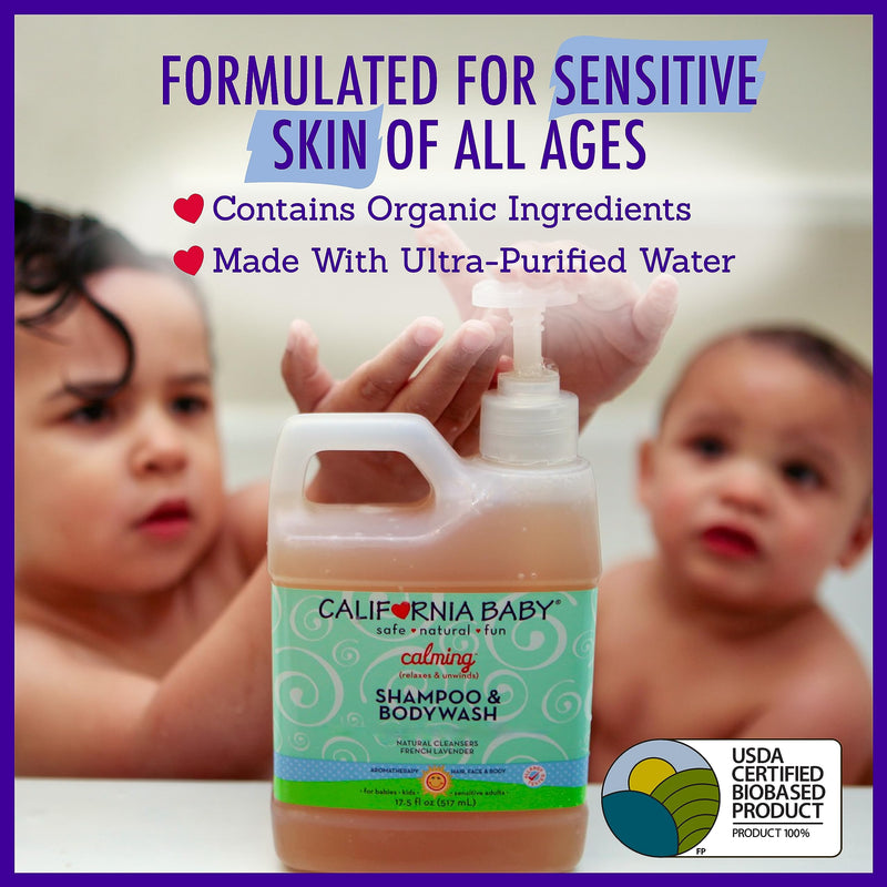 [Australia] - California Baby Calming Lavender Shampoo and Body Wash | 100% Plant-Based (USDA Certified) | Allergy Friendly | Baby Soap and Toddler Shampoo for Dry, Sensitive Skin | 517 mL / 17.5 fl. oz 17.5 Fl Oz (Pack of 1) 