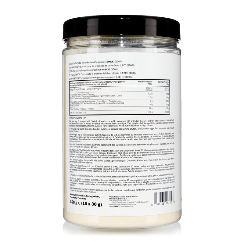 Naked Whey Protein Powder, Only 1 Ingredient, Grass Fed, Gluten Free, Soy Free, GMO Free, 25g Protein and 6g BCAAs per Scoop, Unflavoured, 12 Servings, 450g 450g (Pack of 1)