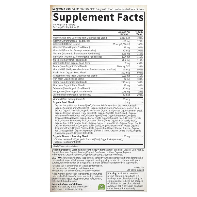 Garden of Life Organics Women’s Prenatal Multivitamin with Vitamin D3, B6, B12, C & Iron, Folate for Energy & Healthy Fetal Development – Organic, Non-GMO, Gluten-Free, Vegan, 60 Day Supply | with Folate, B6, B12, D3 & Iron, Prenatal Vitamins for Women...