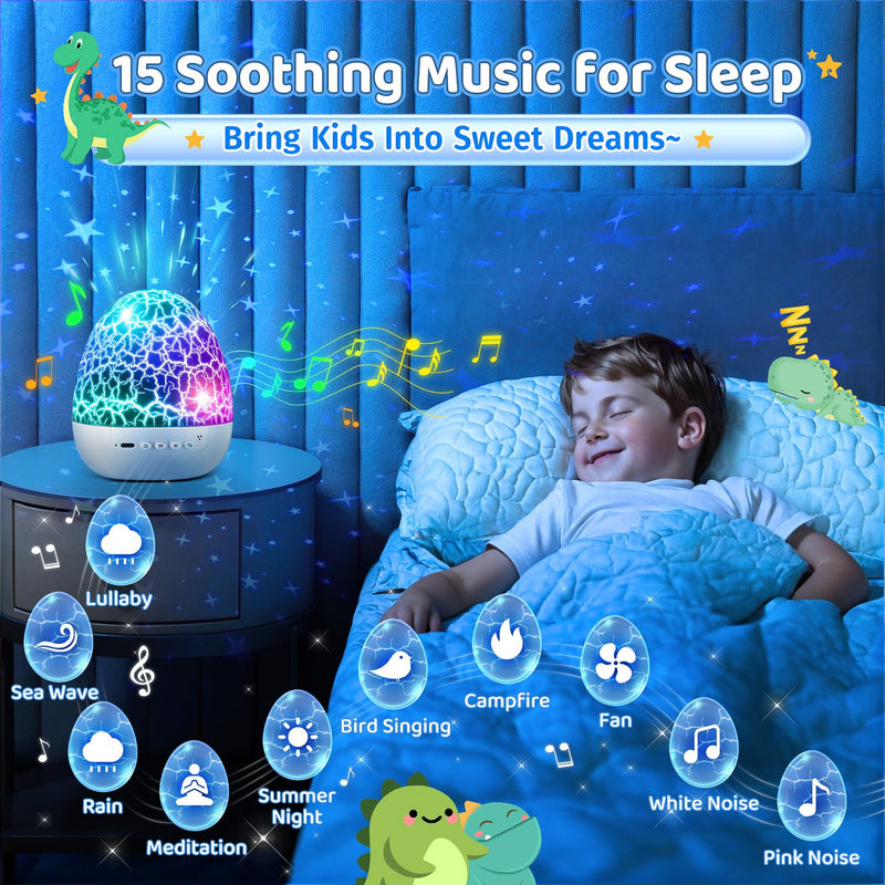[Australia] - Dinosaur Night Light for Kids, 93 Lighting Effects+15 Musics Kids Night Light Projector for Kids, 3 Films+Remote Toddler Kids Projector Night Light for Kids,360° Silent+Dimmable Egg Light for Nursery 
