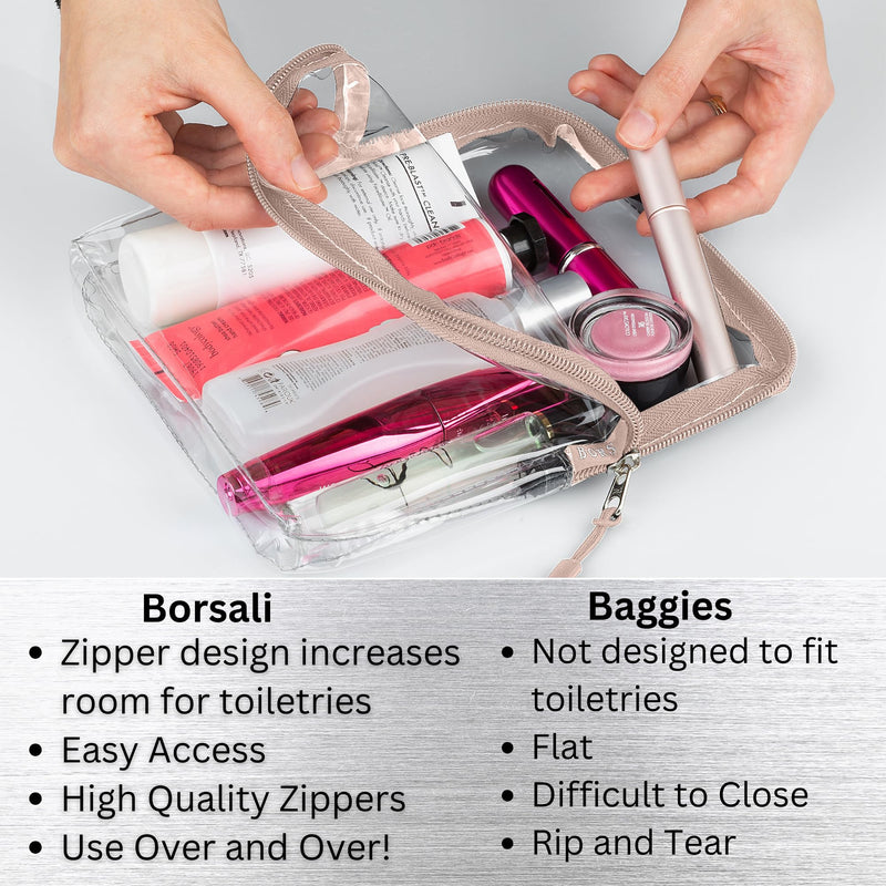 Taupe TSA Quart Size Bag Approved for Carry On Travel with Brown Small Crossbody Bag for Women and Paper Soap Sheets 1 Case with 50 Sheets To Go