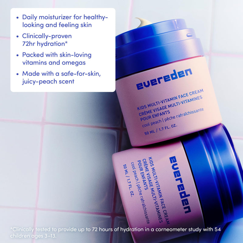 Evereden Kids Face Cream, Dermatologist-Tested, Vitamin B3, Melon, 1.7 oz | Vitamin-Enriched, Face Moisturizer, Safe for Young & Sensitive Skin, Omegas 3, 6, 9, Melon Scent, Kids Ages 3+, 1.7 fl oz Kids Face Cream – Melon