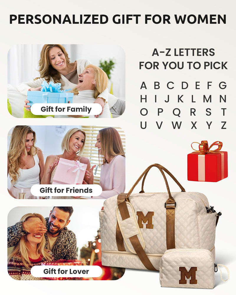 Personalized Cosmetic Bag + Personalized Travel Duffel Bag, Gift for Her