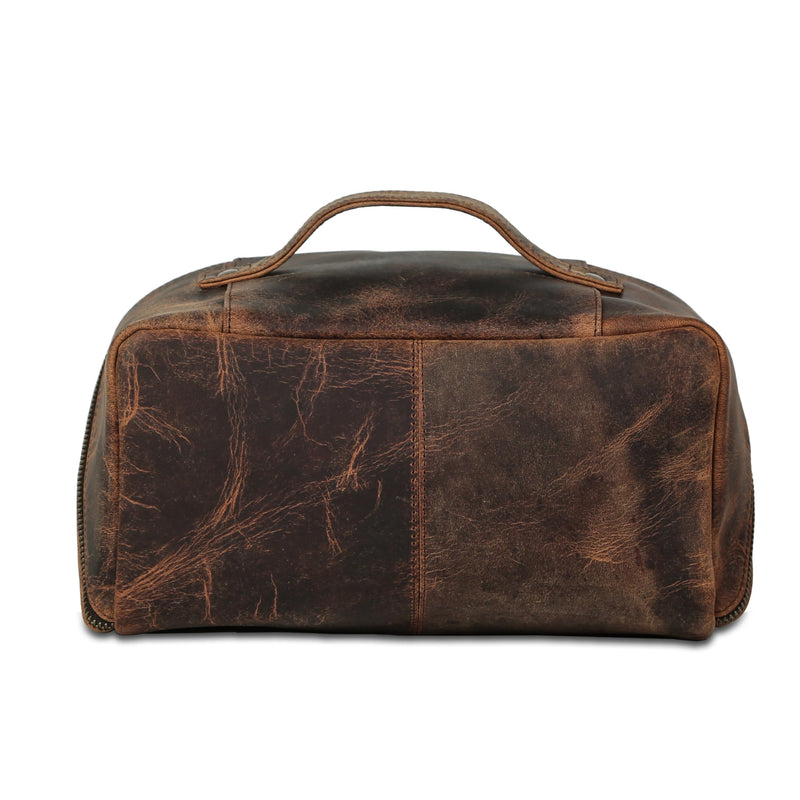 KomalC Luxury Leather Men’s Toiletry Travel Bag – Handmade Shaving Kit with Waterproof Interior, Spacious Storage & Carry Handle – leather travel Kit Bag for Men & Women (Dark Brown) Dark Brown