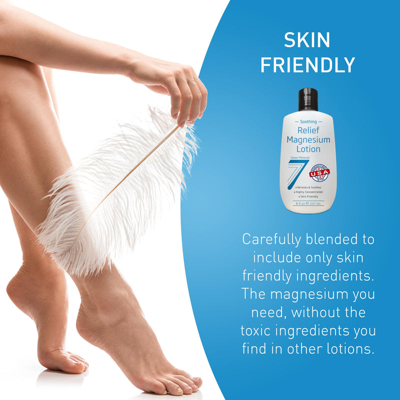 Seven Minerals Magnesium Lotion for Sleep, Soothing Relief & Relaxation - Highly Concentrated Magnesium for Better Sleep, Feet & Joint Care. Non-Greasy Lotion with Skin Friendly Ingredients - 8 fl oz 8 Fl Oz (Pack of 1) Bottle