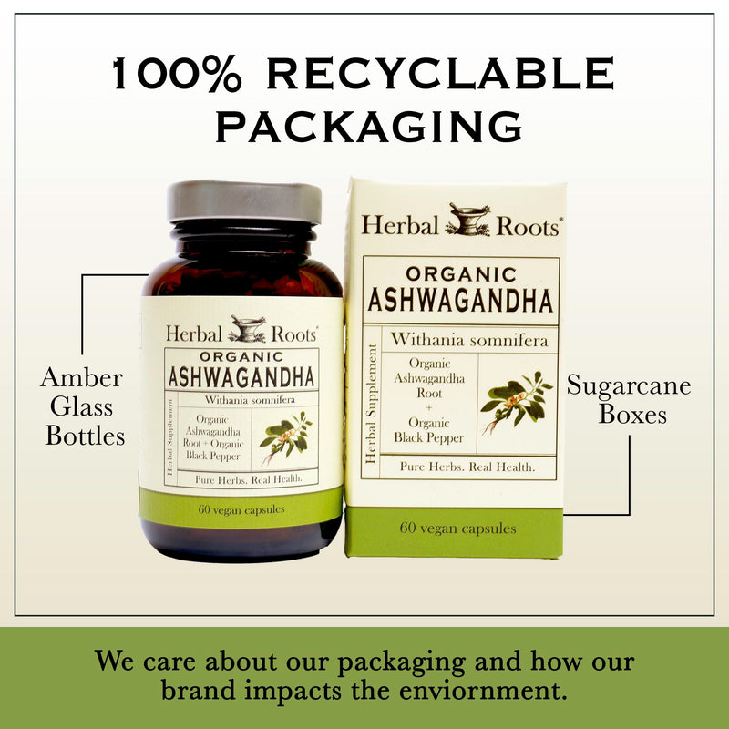 [Australia] - Herbal Roots Ashwagandha Capsules | Extra Strength 1,000mg per Serving | Ayurvedic for Overall Health for Men and Women | 60 Vegan Capsules 