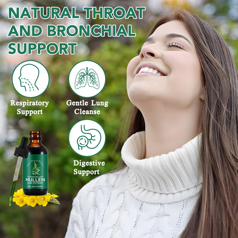 Mullein Drops for Lungs 2 Pack- Mullein Leaf Extract for Lungs with Chlorophyll - Natural Herbal Supplement for Lung Cleanse, Respiratory Support, Boosts Immunity, Digestive Wellness 60 ml (Pack of 2)