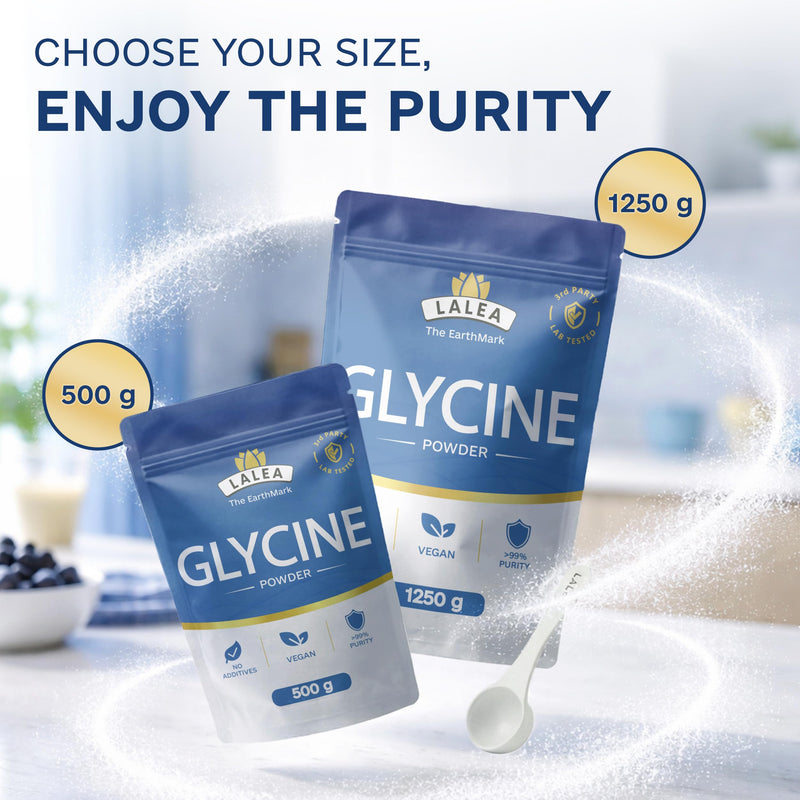LALEA Pure Glycine Powder 500g – 100% Pure L-Glycine Amino Acid Supplement – Vegan, No Additives, Highly Soluble – Supports Sleep, Muscle Recovery & Collagen Production