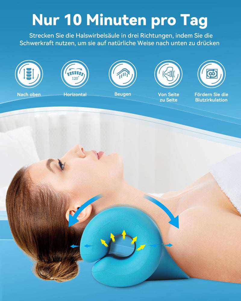 [Australia] - BLABOK Neck Stretcher Cervical Spine Traction Device to Relieve Neck and Shoulder Fatigue and Pain, Neck Stretcher for Relief TMJ Pain Headache Muscle Blue 