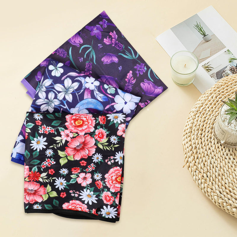 [Australia] - Adult Bibs - 3 Pcs Washable Clothing Protector with Crumb Catcher, Reusable Waterproof Large Feeding Adult Bib Flowers 